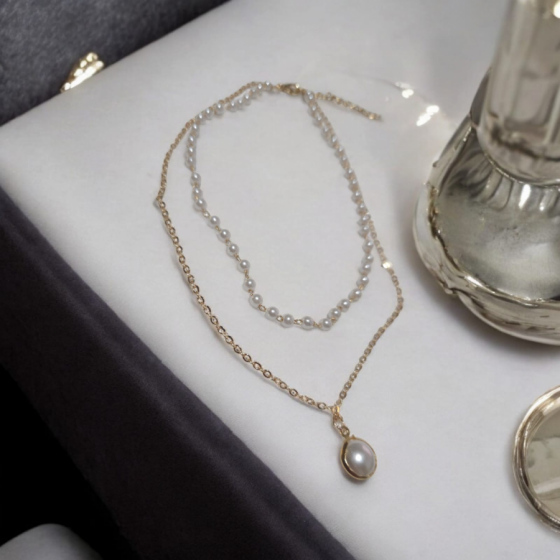 Collar doble perlado