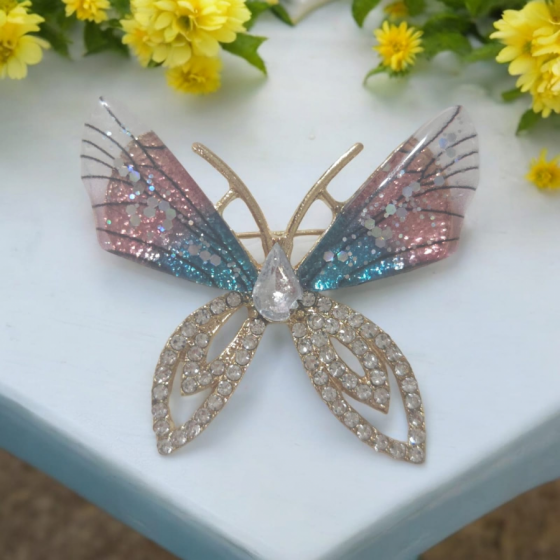 Mariposa rosa y azul (ver 3)