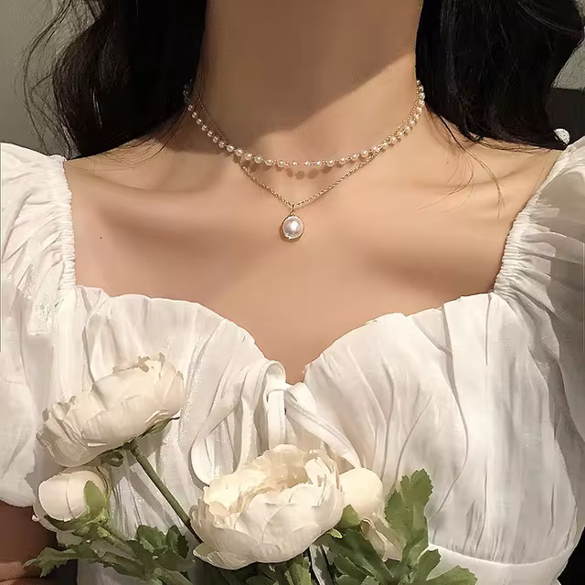 Collar doble perlado